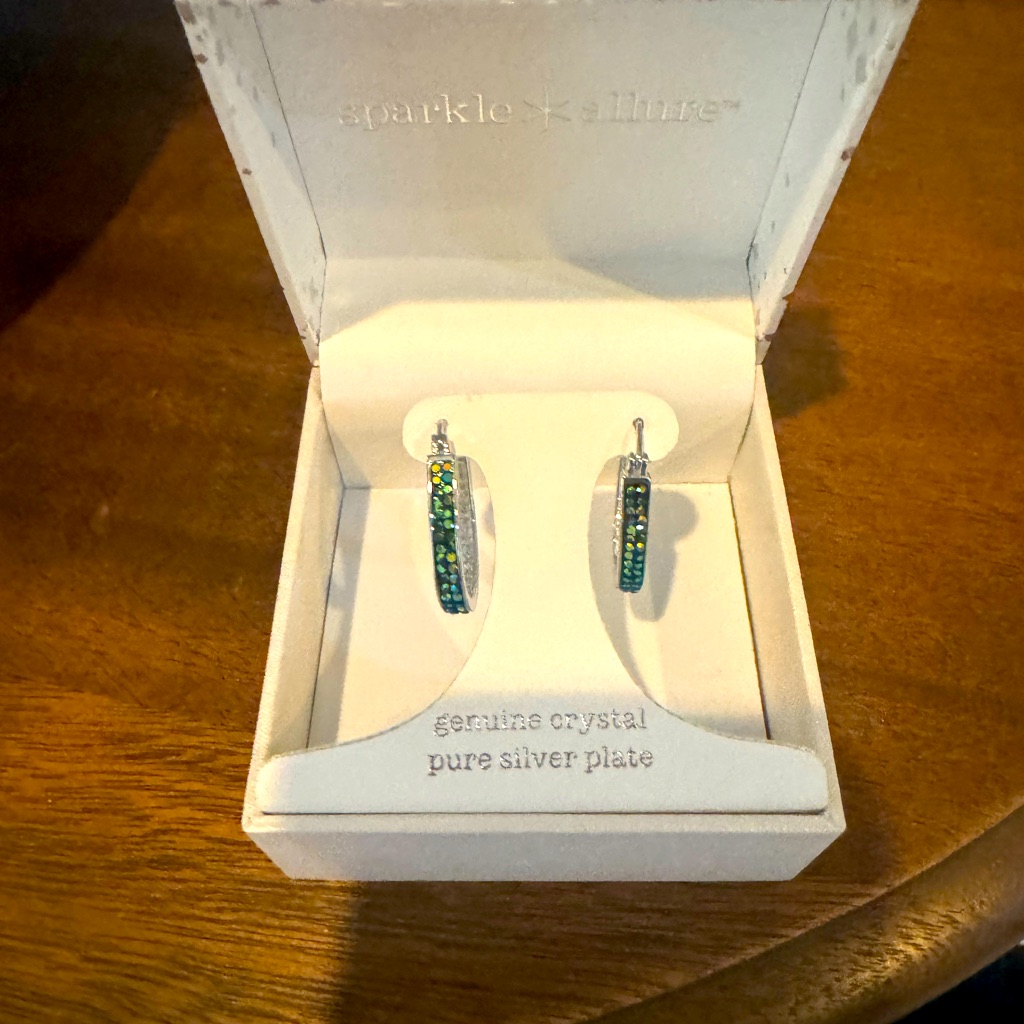 - Sparkle Allure Crystal And Silver Plated Hoop Earrings. Brand New